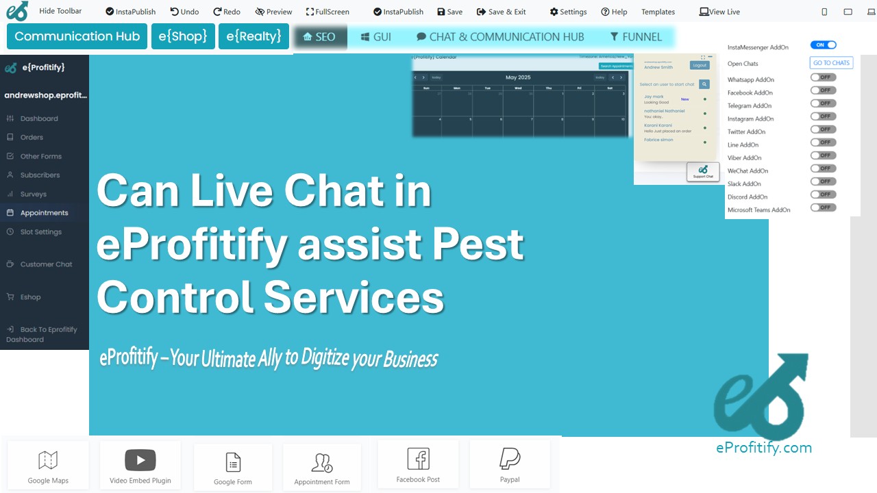 Can Live Chat in eProfitify assist Pest Control Services